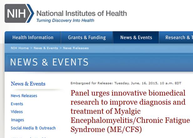 NIH P2P press release on ME / CFS