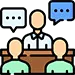 3 people at a meeting icon