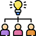 light bulb over three people icon