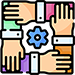 hands clasped teamwork icon