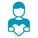 person holding heart donation icon