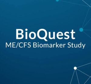 Bioquest: ME/CFS Biomarker Study on a blue medical background